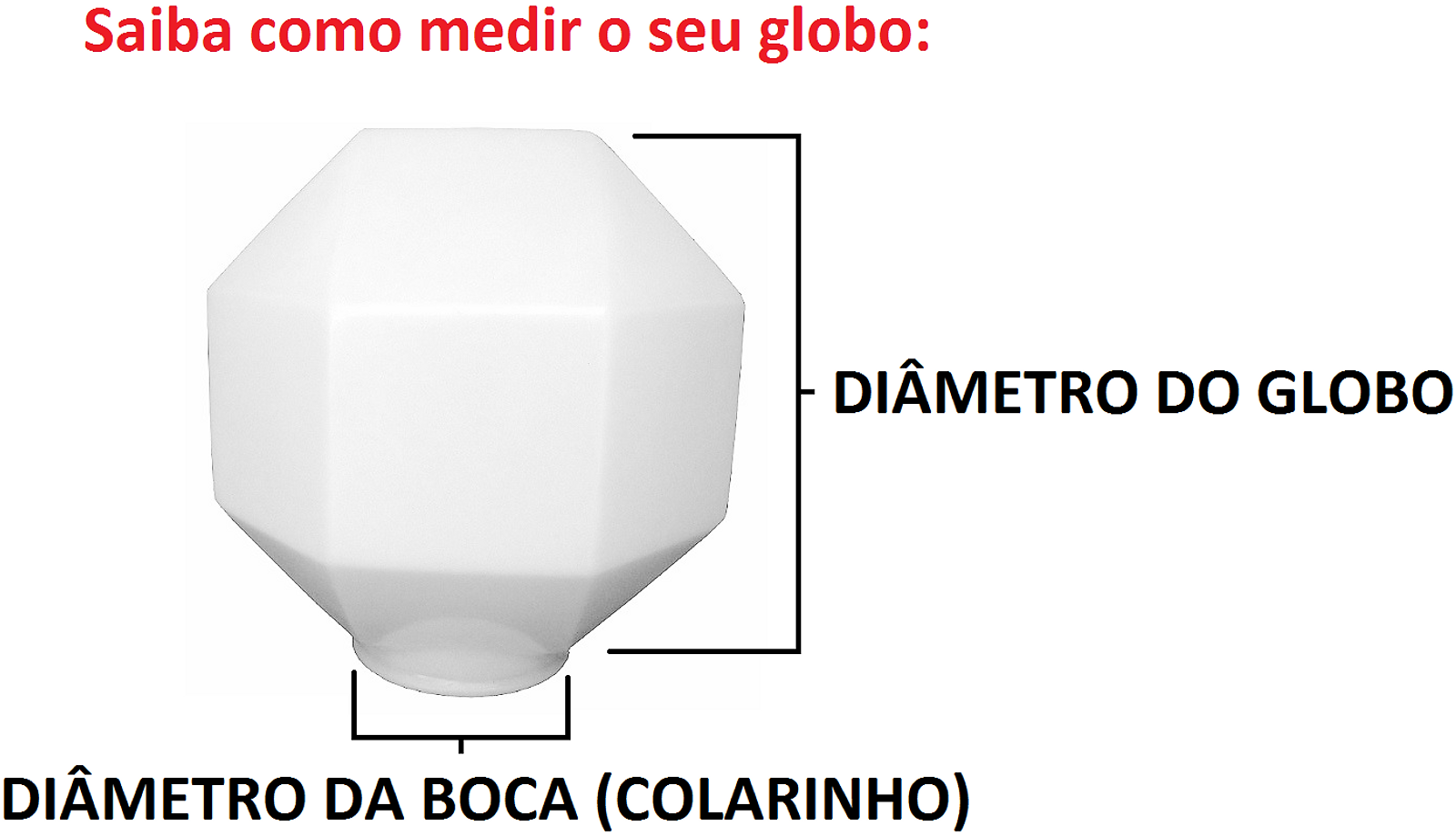 Globo de Plástico Prismático com Colarinho - Saiba como medir.
