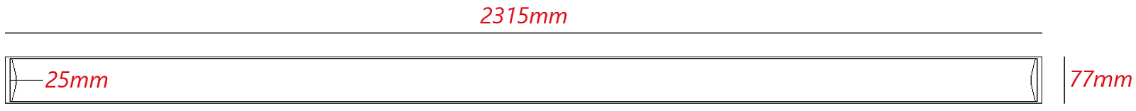 Luminária Led Linear Sobrepor com 2400mm HO. Medidas