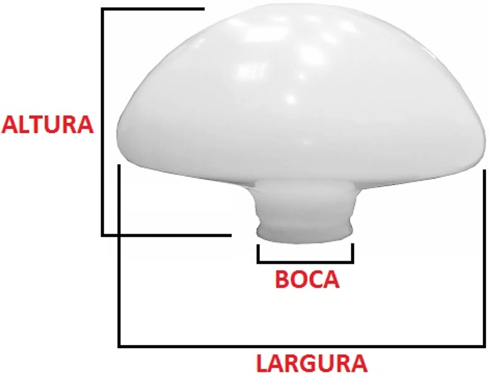 Globo de Plástico Cogumelo Boca 15 - Medidas