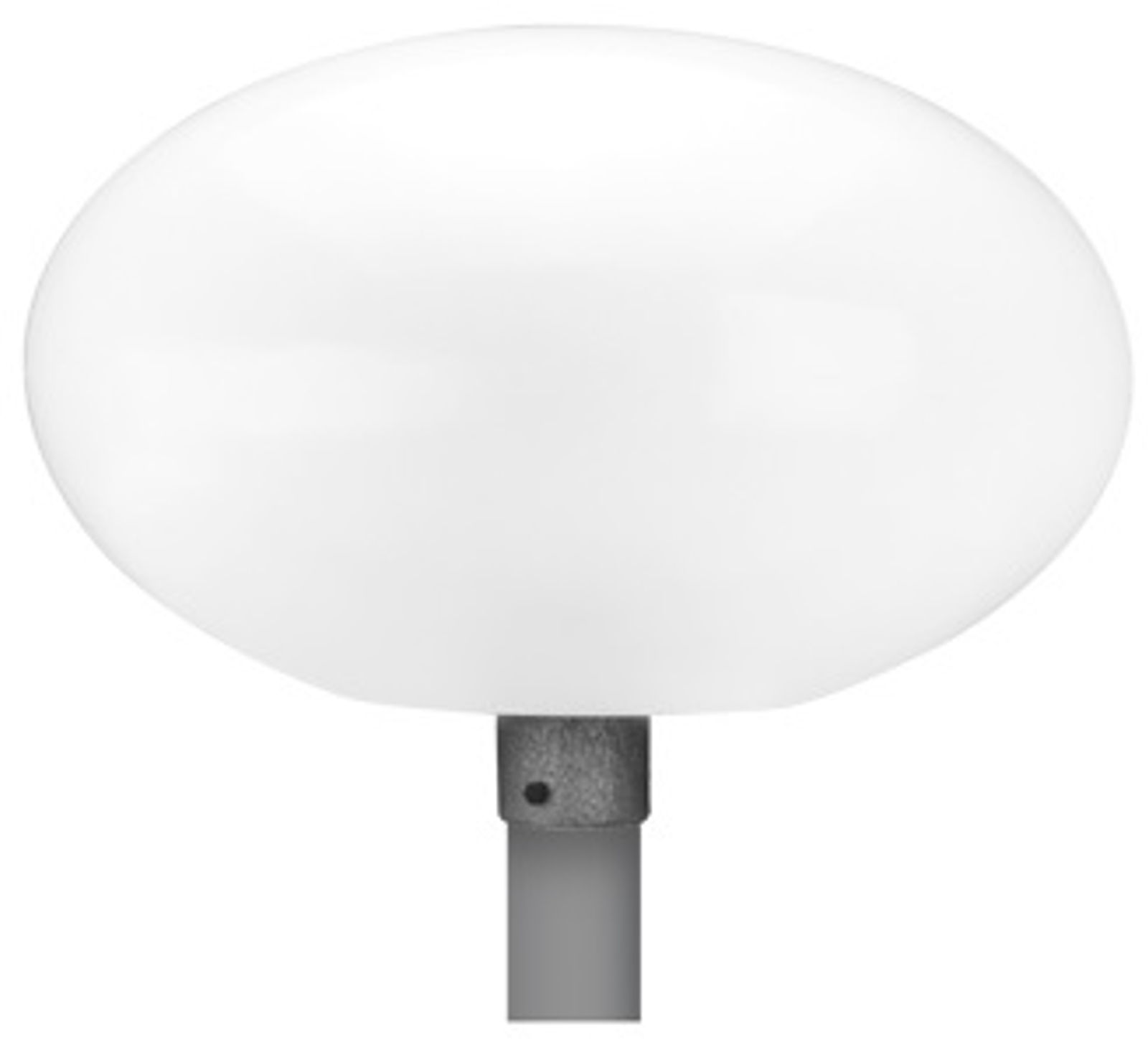 Globo de Plástico Oval modelo Ovni boca 12 - Com base em alumínio para poste