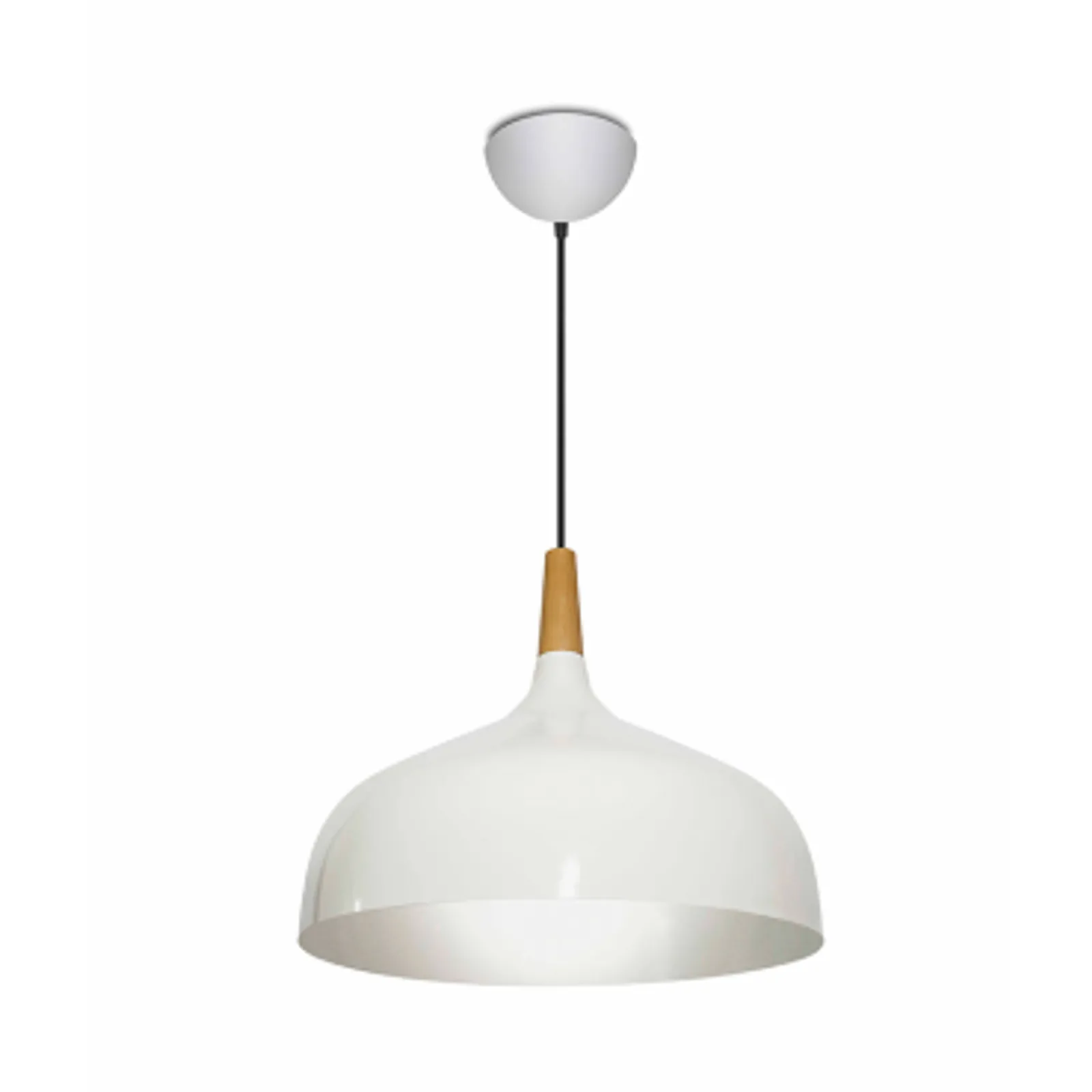 Luminária Pendente Gota em Alumínio e Madeira E-27 - Fendi ou Nude
