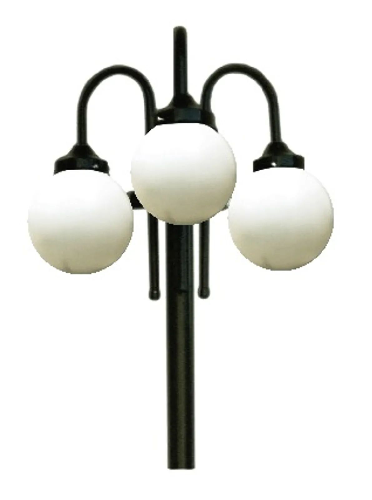 Poste de Jardim com Globo Modelo Bengala - Modelo com 3 globos boca 15, para globo em plástico ou globo em vidro que possuem boca 15 com diâmetros de 15x28, 15x30 ou 15x42.