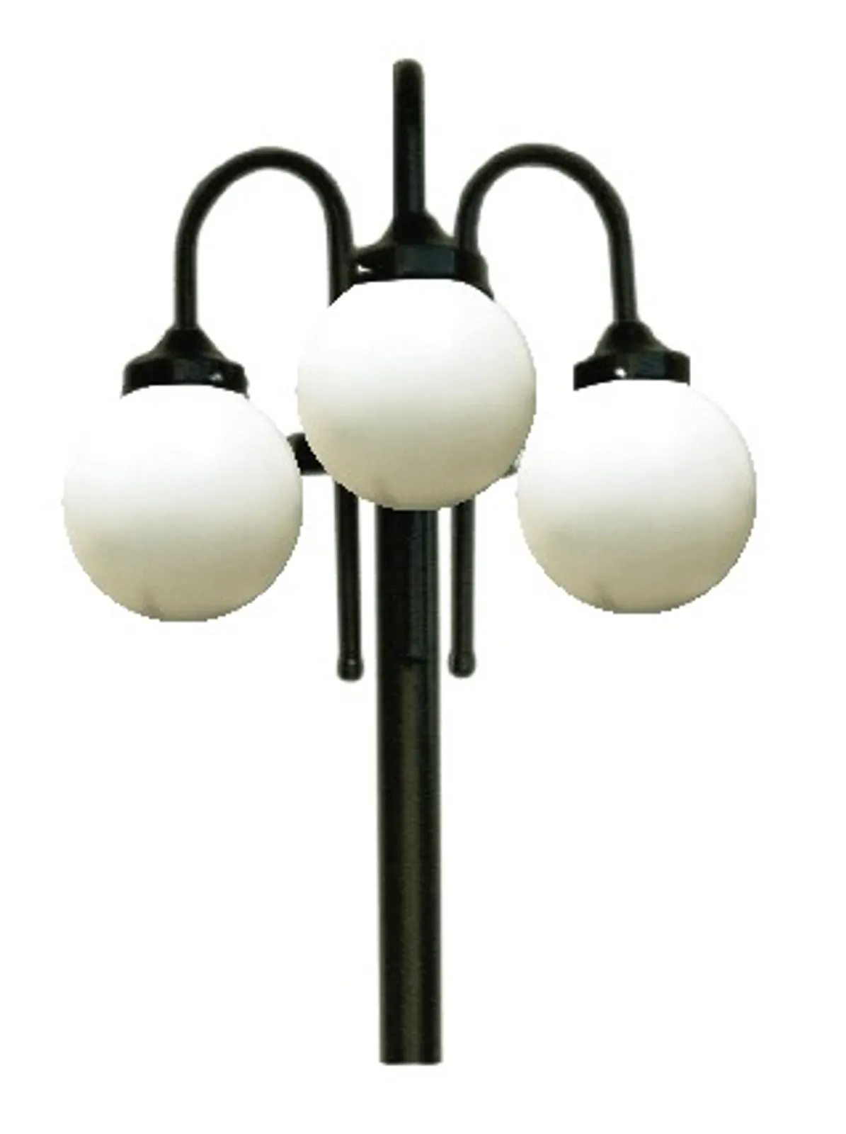 Poste de Jardim com Globo Modelo Bengala - Modelo com 3 globos boca 15, para globo em plástico ou globo em vidro que possuem boca 15 com diâmetros de 15x28, 15x30 ou 15x42.