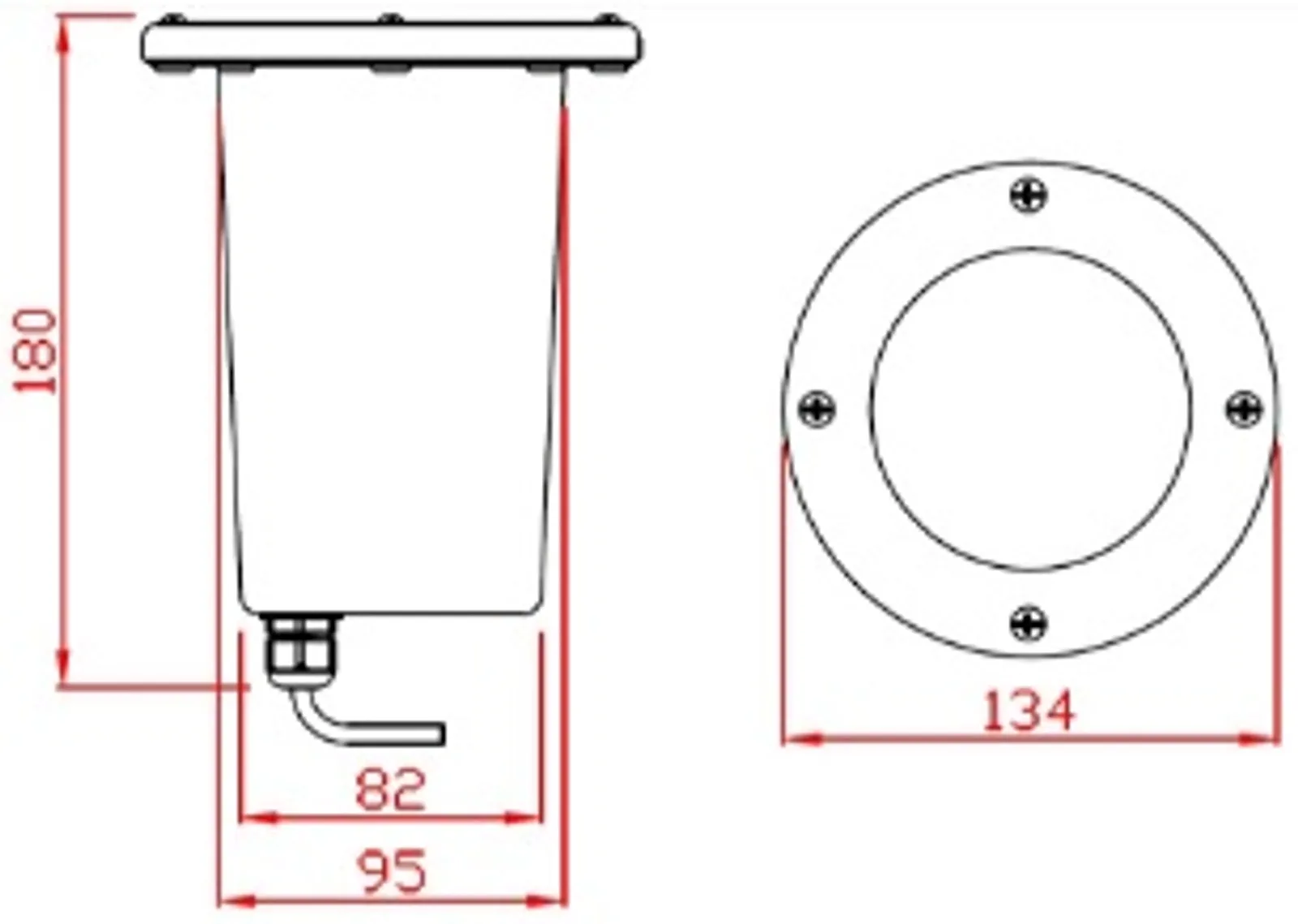 Embutido de Solo PAR 20 e AR 70 com Grade - Desenho técnico.