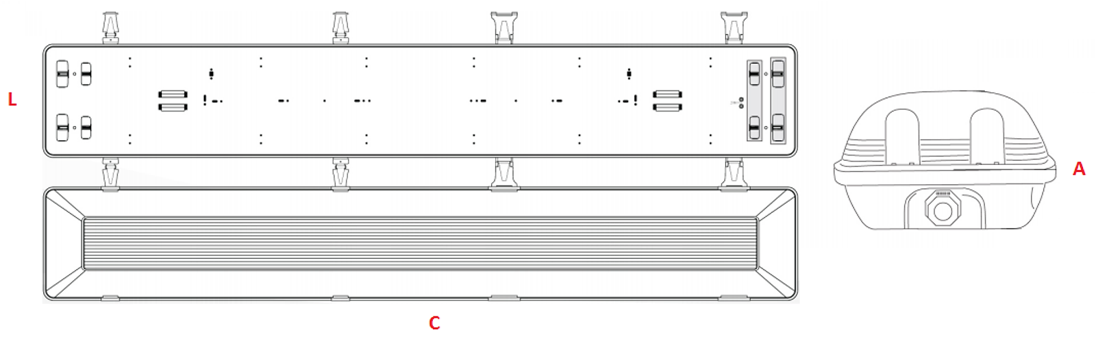 Luminária Hermética IP-65 - Ames Iluminação - Desenho