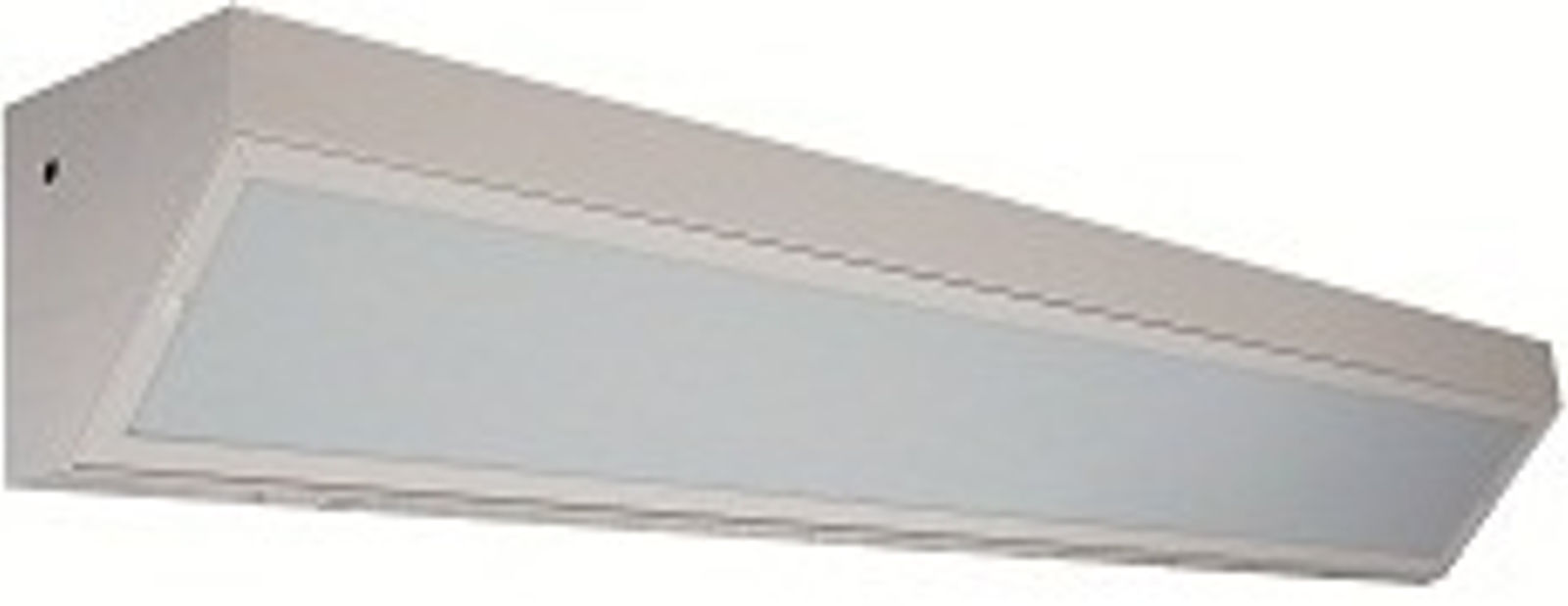 Luminária arandela para canto de parede, fabricada em chapa de aço com acrílico translúcido, para lâmpadas tubulares. Aplicação: Hospital. Luminária para hospital.