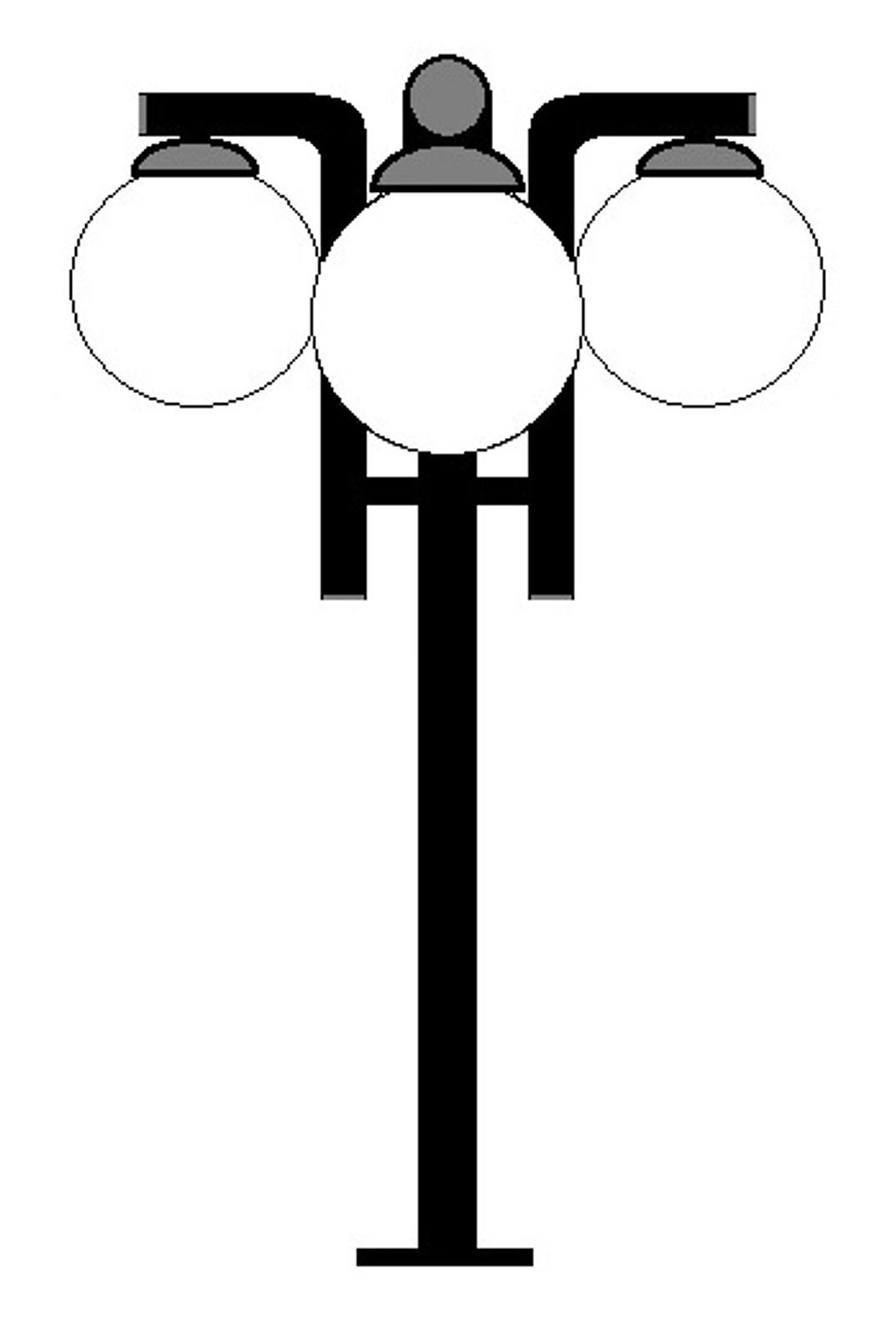 Poste de Jardim com Braço Curvo Duplo e Triplo - Modelo com 3 Globos EPD6143